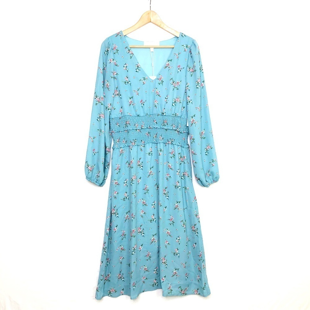 Superfoxx teal green floral midi dress